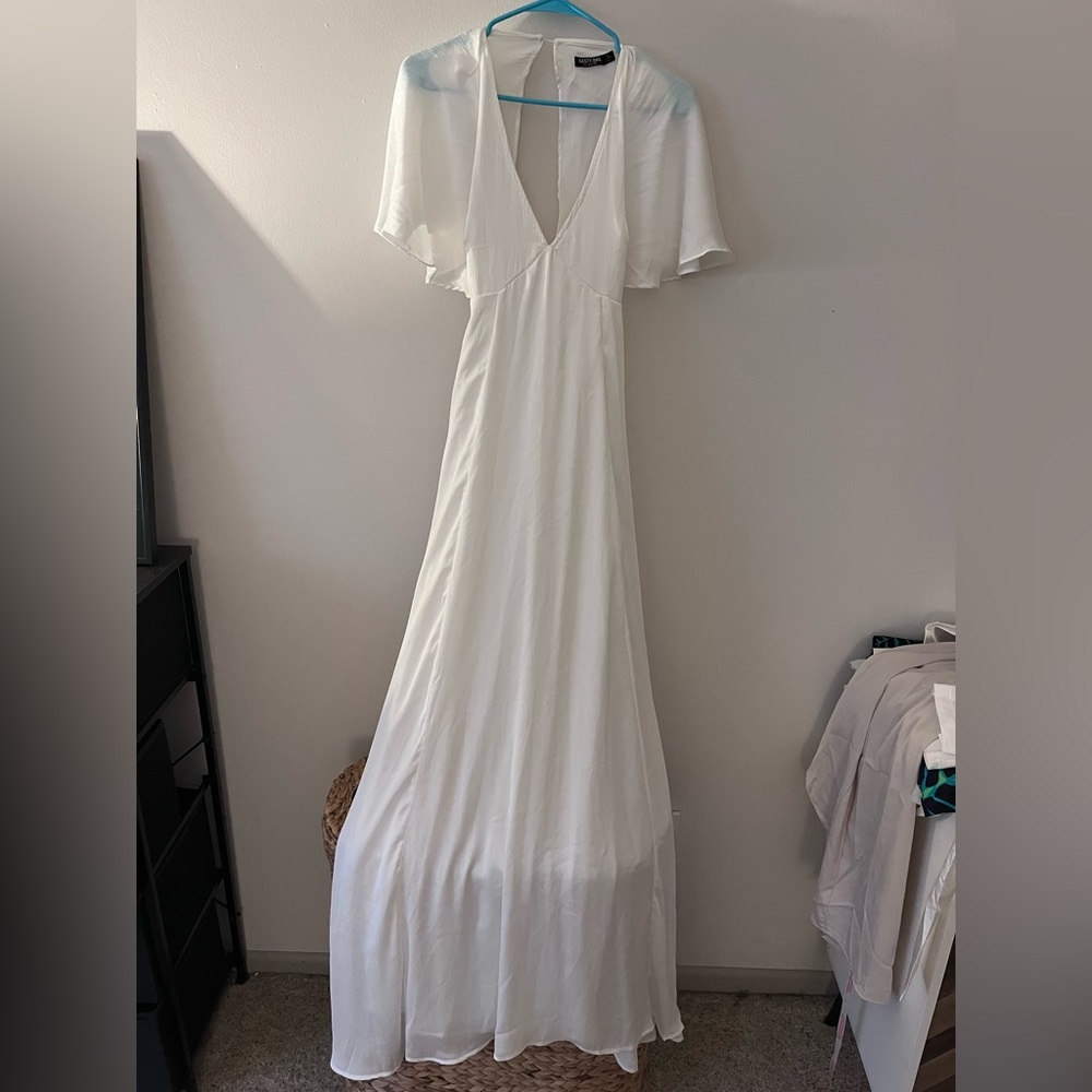 Nasty gal open back white maxi dress